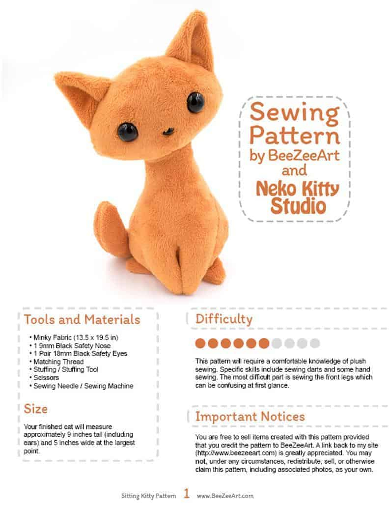 From Cute And Cuddly To Realistic: The Best Stuffed Cat Sewing inside Free Printable Soft Toy Sewing Patterns