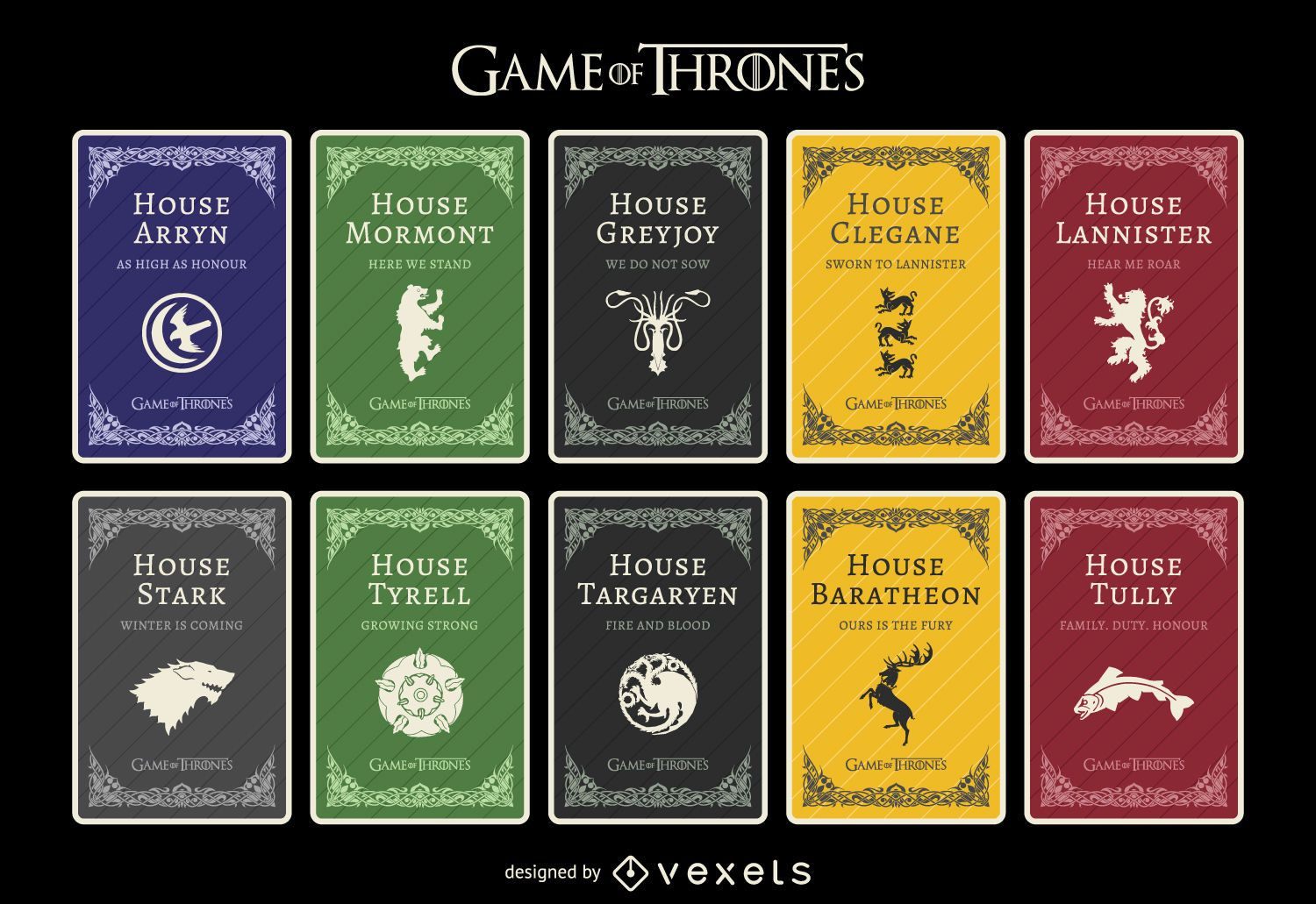 Game Of Thrones Houses Vector Download within Game Of Thrones Printable Banners