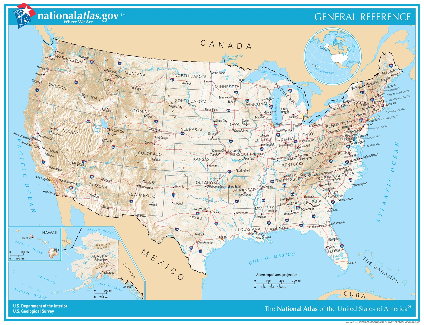 General Reference Printable Map | U.s. Geological Survey with regard to United States Map Free Printable