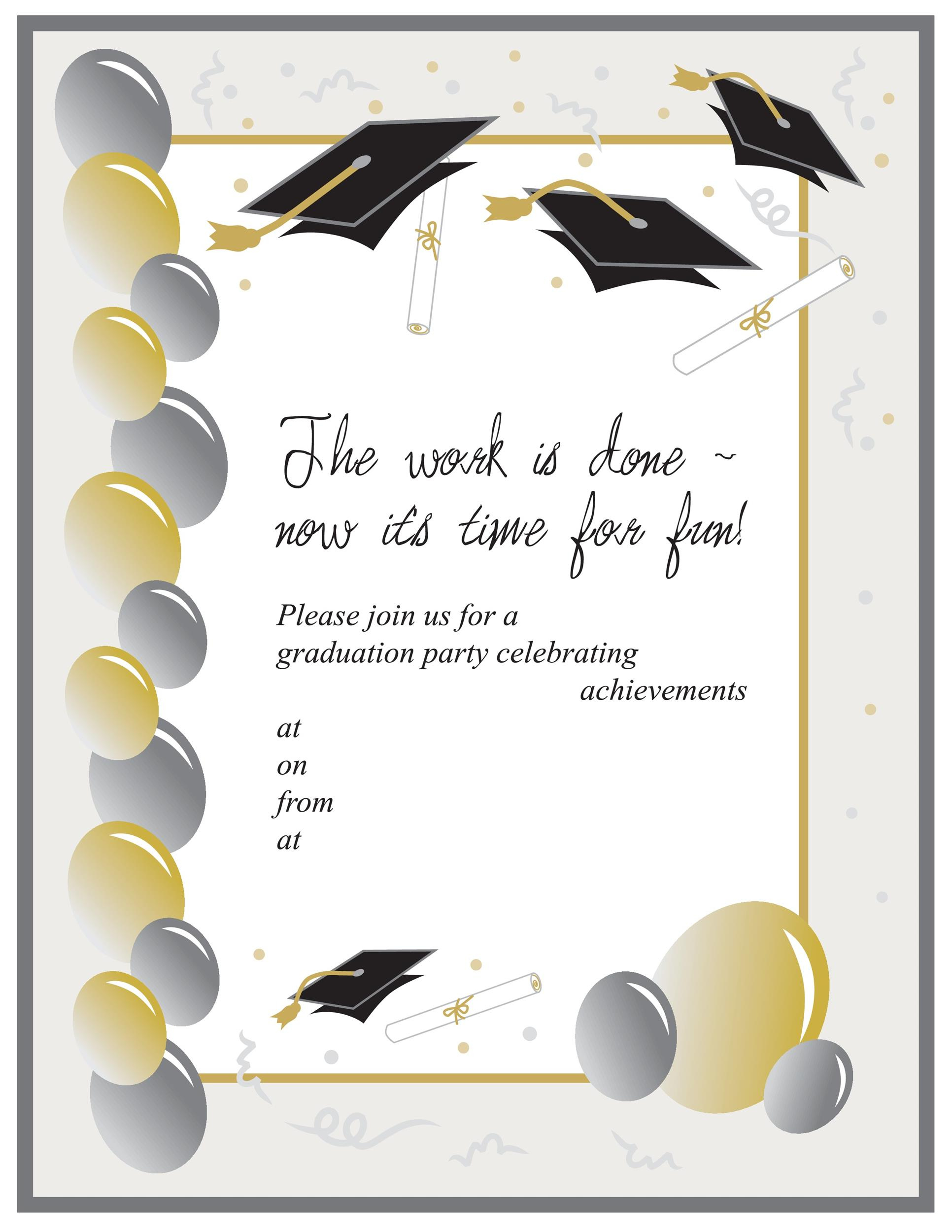Graduation Ceremony Invitation Template - Printable Alphabet Charts pertaining to Printable Blank Graduation Invitation Template