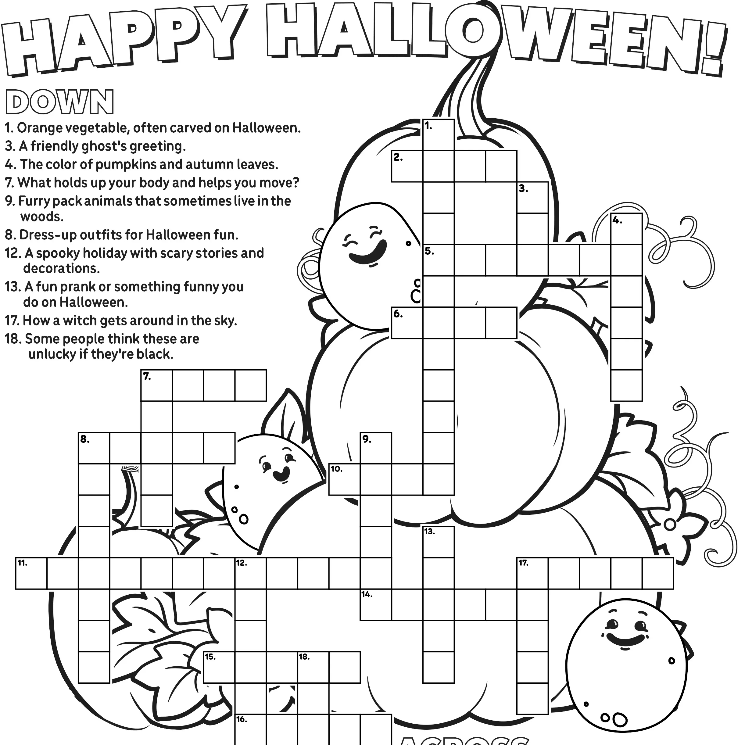 Halloween Crossword For Kids (Free Printable) within Crossword Puzzles For Halloween Printable