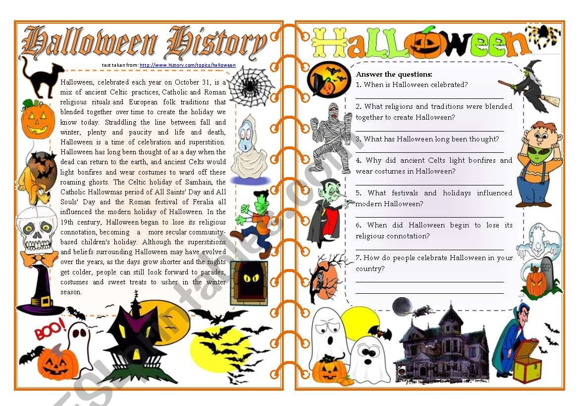 Halloween History - Reading Comprehension, Vocabulary &Amp with regard to Free Halloween Reading Comprehension Printables