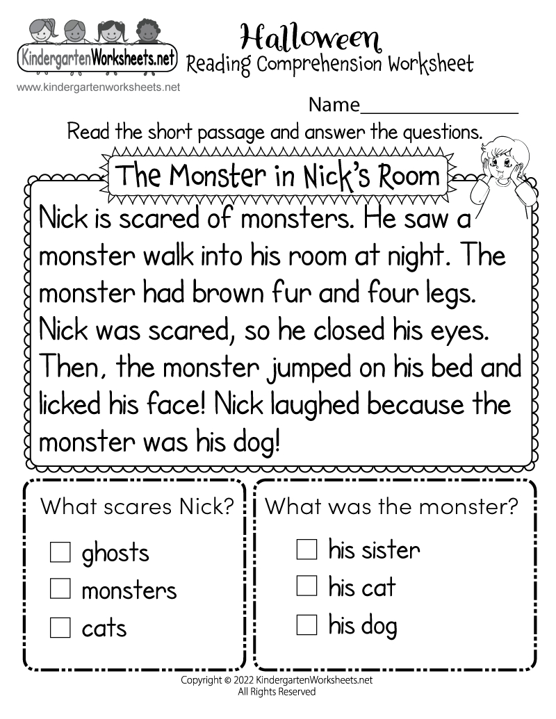 Halloween Reading Comprehension Worksheet - Free Printable with regard to Free Halloween Reading Comprehension Printables