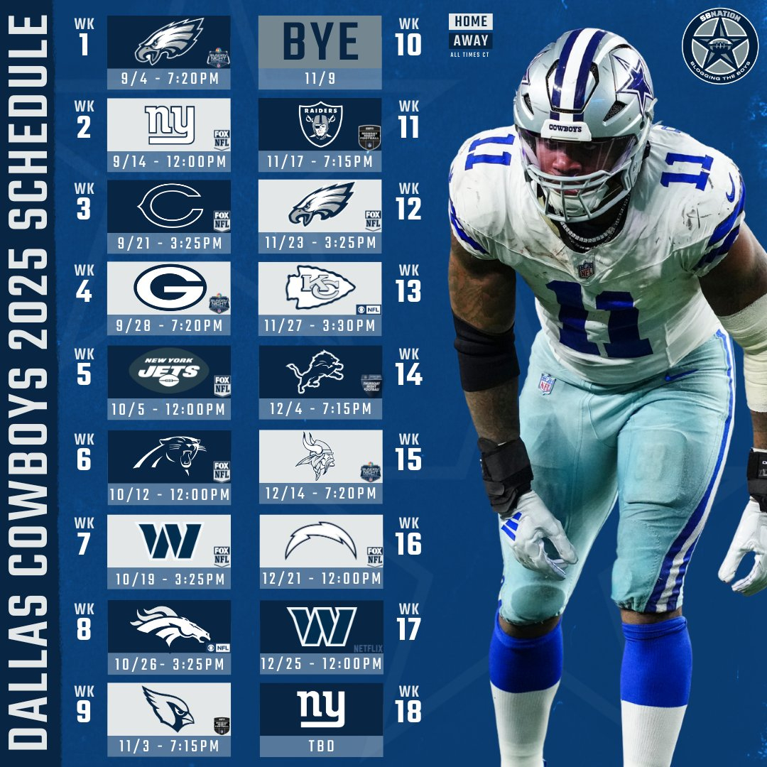 Here Is The 2025 Dallas Cowboys Schedule. in Dallas Cowboys Printable Football Schedule