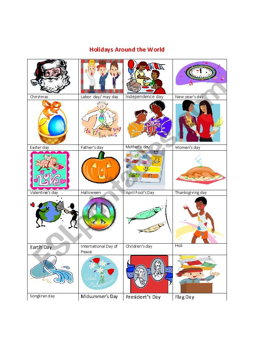 Holidays Around The World - Esl Worksheetdoanshi with regard to Holidays Around The World Printables