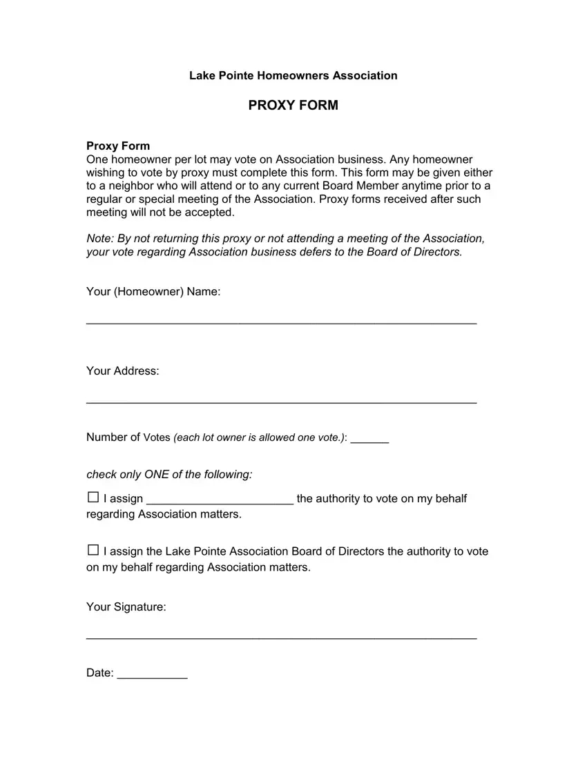 Homeowners Association Proxy ≡ Fill Out Printable Pdf Forms Online within Free Printable Hoa Forms and Templates