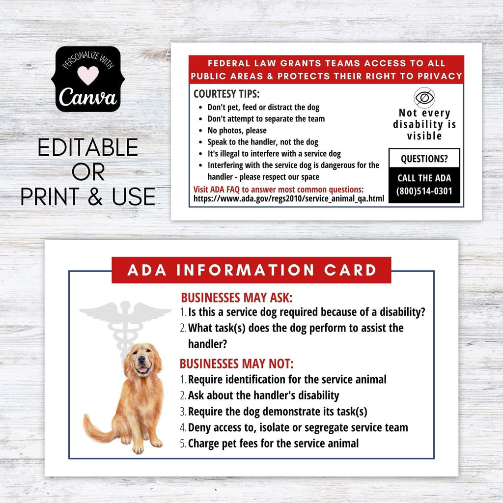 Hot Service Dog Ada Law Cards On Sale Black Friday with regard to Printable Ada Service Dog Card