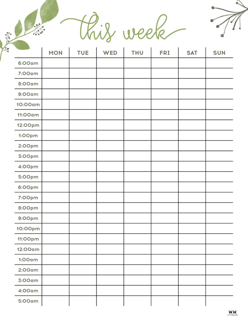 Hourly Planners - 20 Free Printables | Printabulls inside Free Printable Daily Hourly Planner