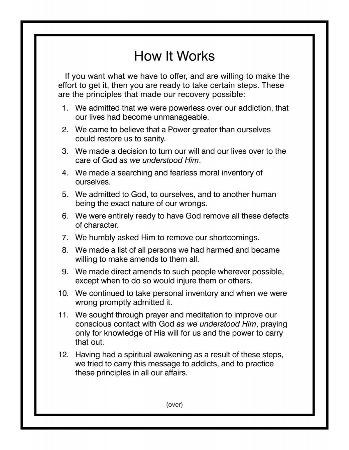 How It Works - Narcotics Anonymous intended for How It Works Aa Printable