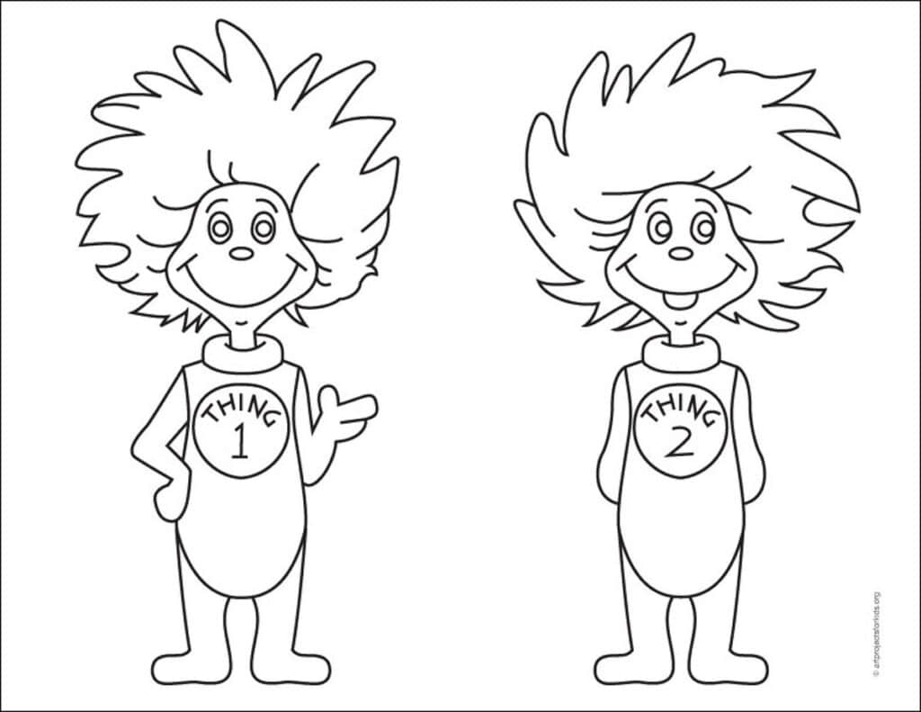 How To Draw Thing One And Thing Two: Easy Step-By-Step Art Lesson with regard to Printable Thing 1 And Thing 2 Face Template