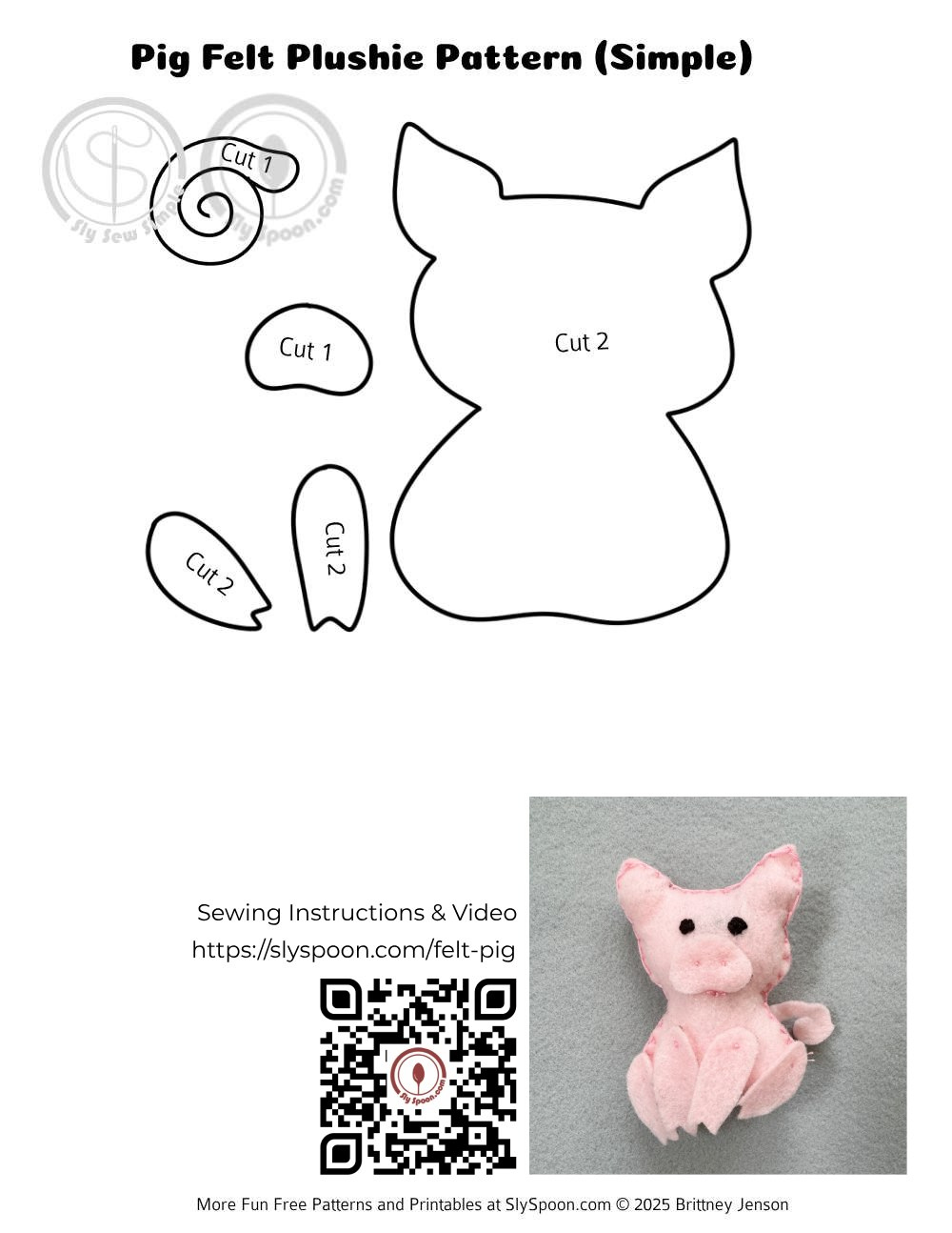 How To Hand Sew A Simple Felt Pig Plushie - Free Printable Pattern in Felt Printable Stuffed Animal Patterns