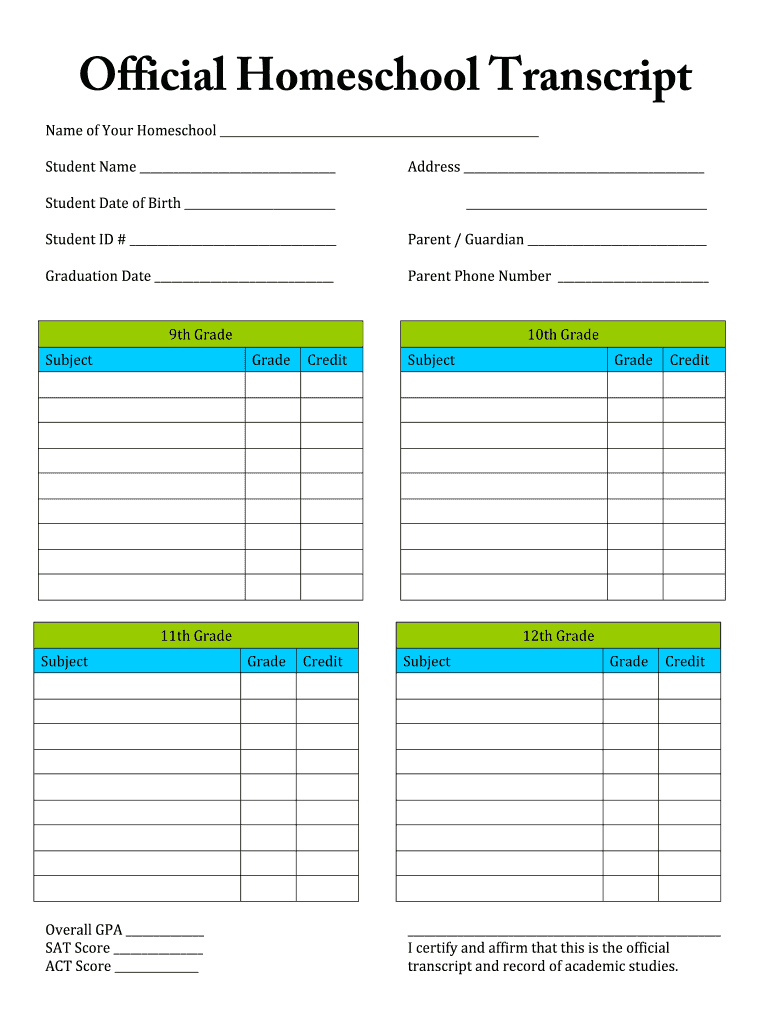 How To Make A Homeschool Transcript: Fill Out &amp;amp; Sign Online | Dochub with regard to Printable Homeschool Transcript Template