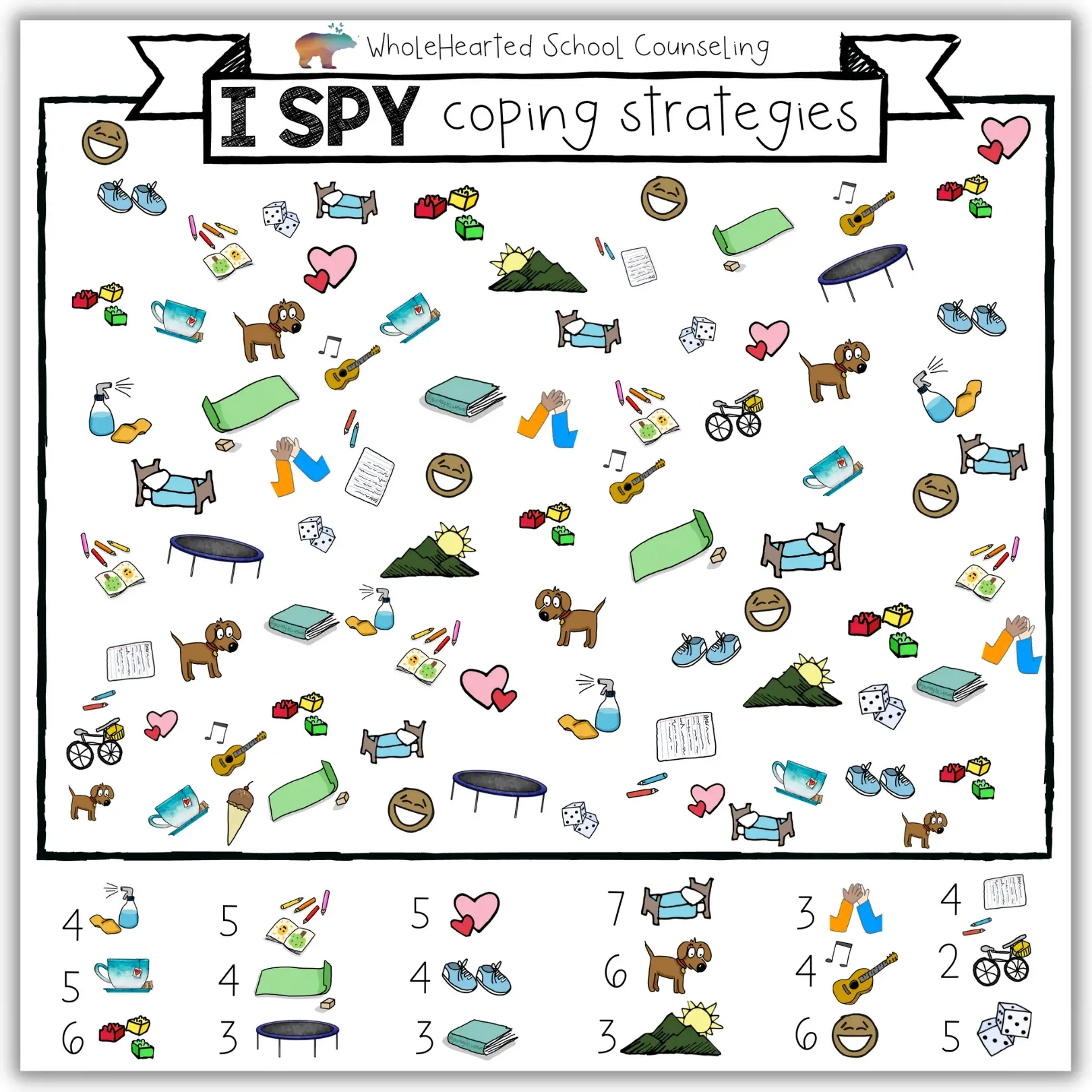 I Spy Coping Skills Poster - Wholehearted School Counseling for Free Printable Coping Skills Worksheets