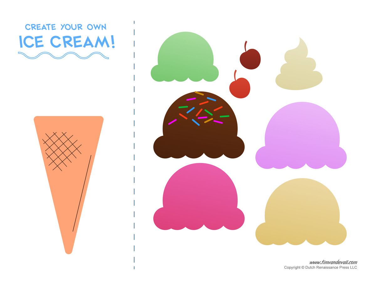 Ice Cream Cone Template - Tim&amp;#039;S Printables in Ice Cream Scoop Printable Template