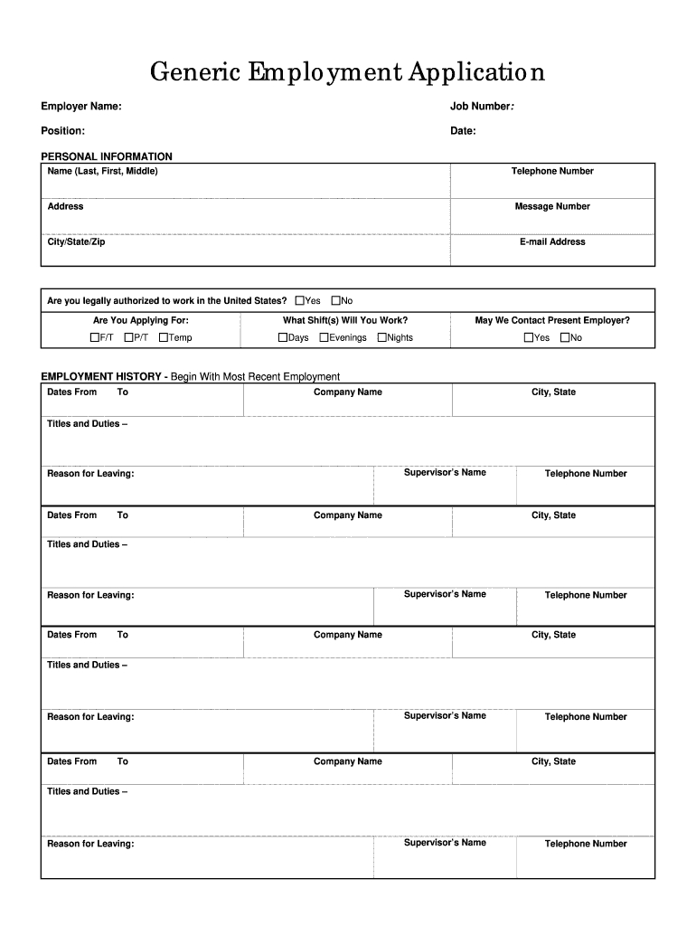 Id Dol Generic Employment Application Form - Fill Online pertaining to Free Printable Employment Application Template