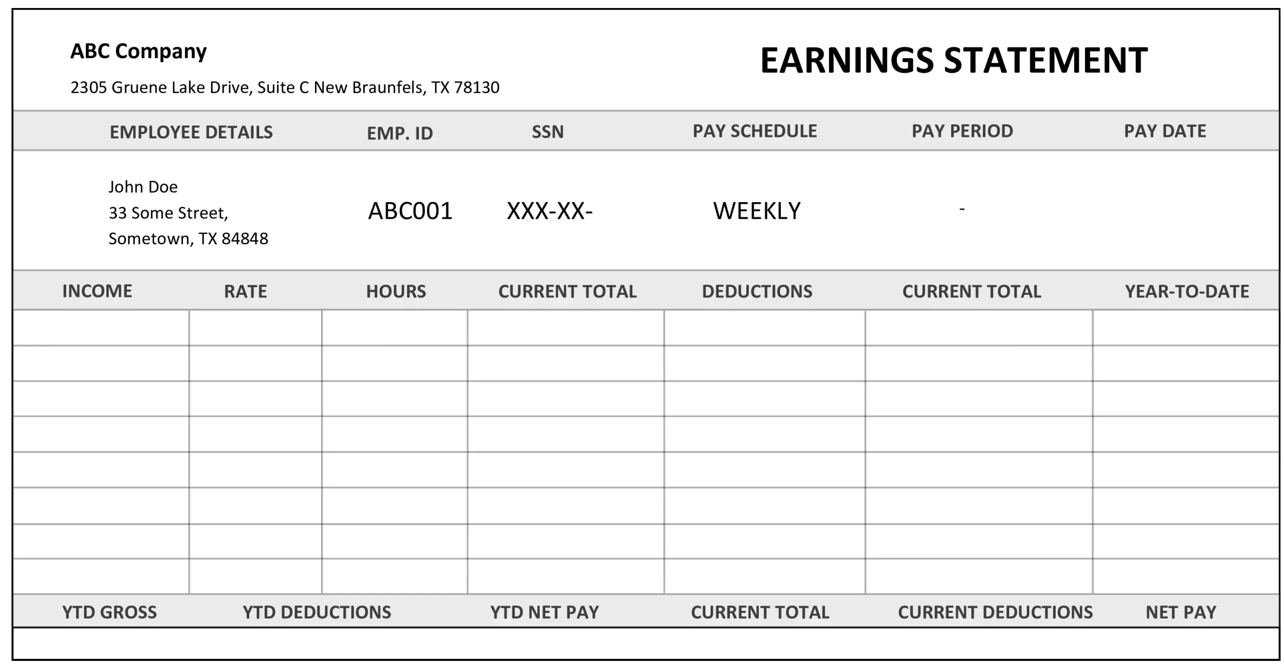 Independent Contractor Pay Stub Template ≡ Fill Out Pdf Forms Online regarding Free Printable Paycheck Stub Template