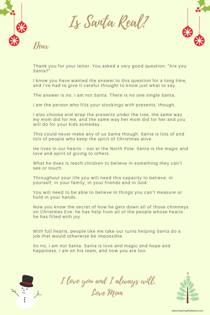 Is Santa Real? - A Letter Explaining Santa Claus To Your Kids with regard to Printable Letter Explaining Santa Isn't Real