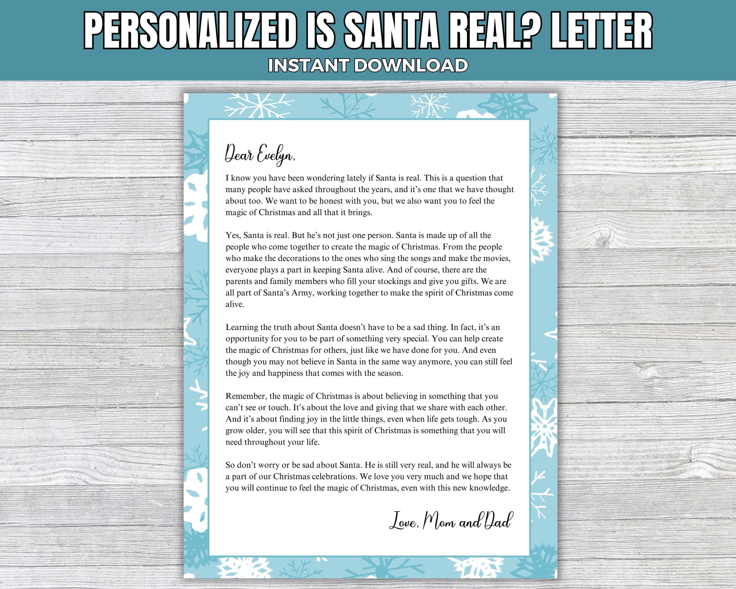 Is Santa Real Explanation Letter Personalized, Santa Letter with regard to Printable Letter Explaining Santa Isn't Real