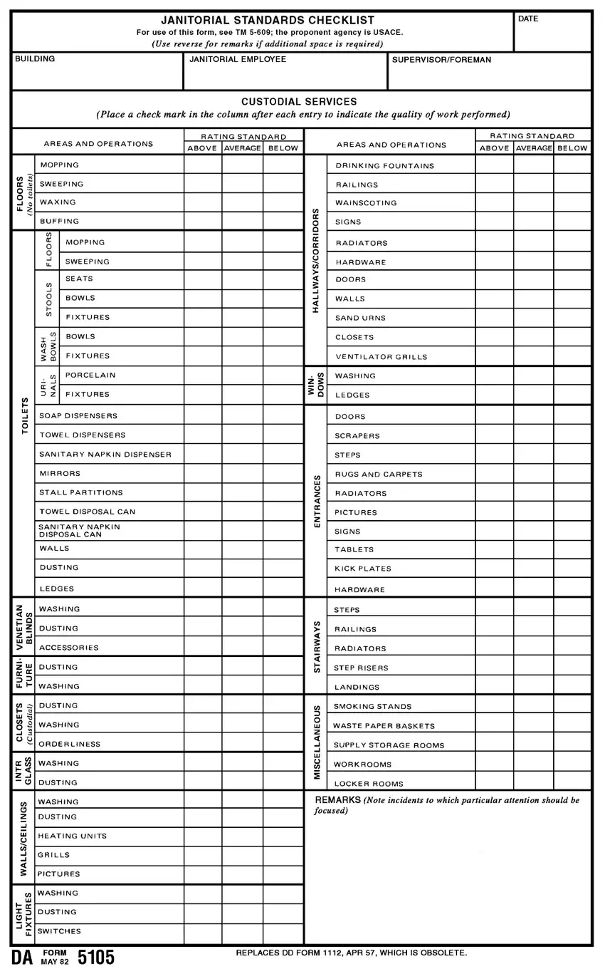 Janitorial Checklist ≡ Fill Out Printable Pdf Forms Online inside Commercial Cleaning Free Printable Janitorial Checklist Template