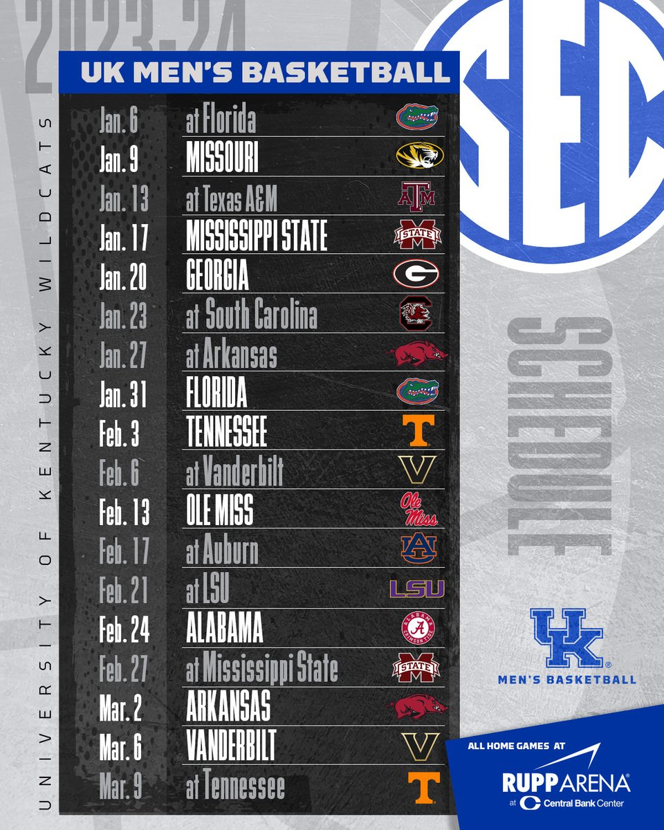 Kentucky Men'S Basketball On X regarding Kentucky Wildcats Basketball Schedule Printable