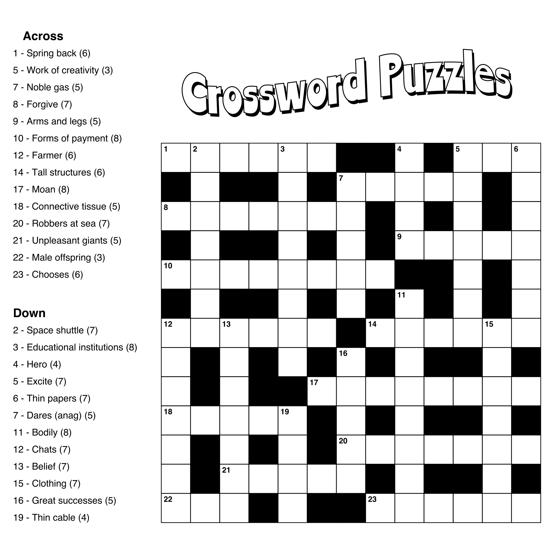 Large Print Easy Crossword Puzzles - 10 Free Pdf Printables pertaining to Best Free Printable Crossword Puzzles