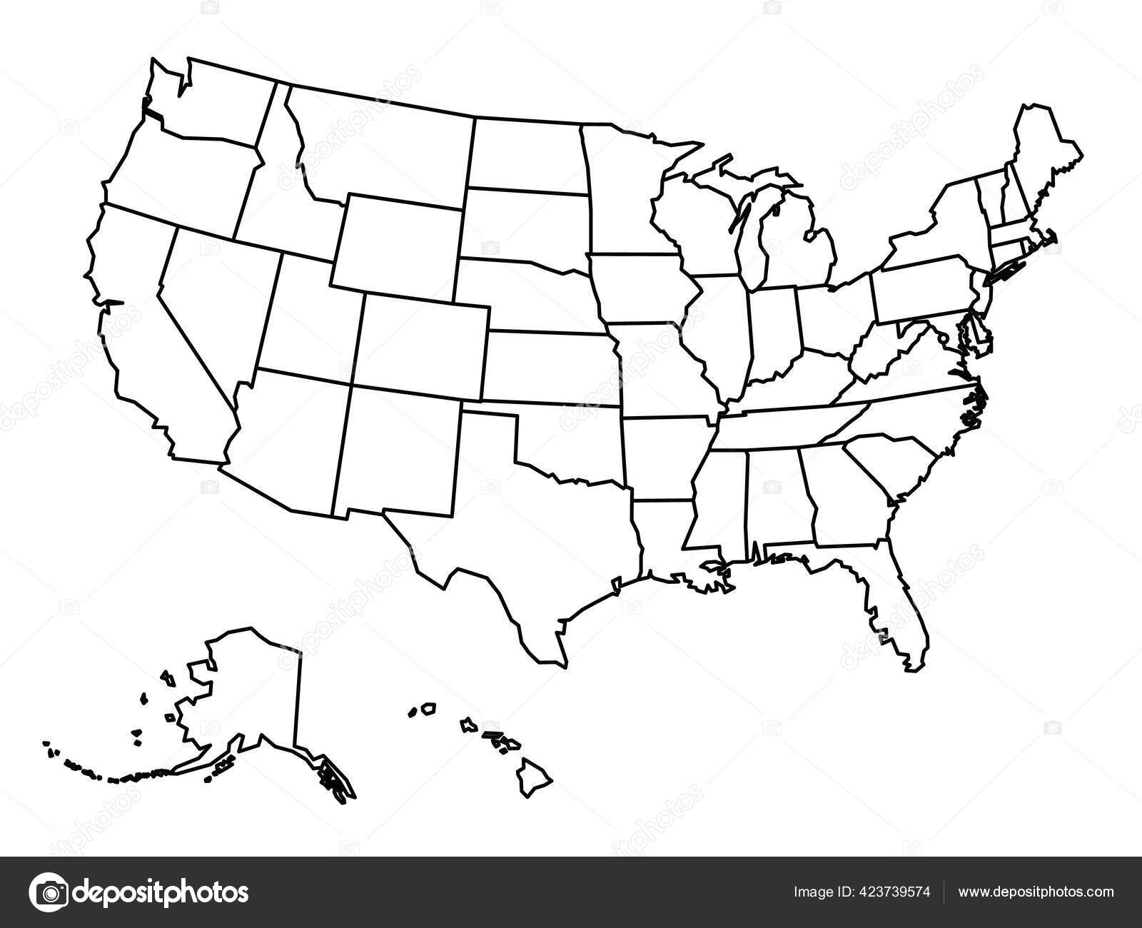 Leere Umrisskarte Der Usa Stock-Vektorbild Von ©Pyty 423739574 throughout Blank Printable Map of the Us