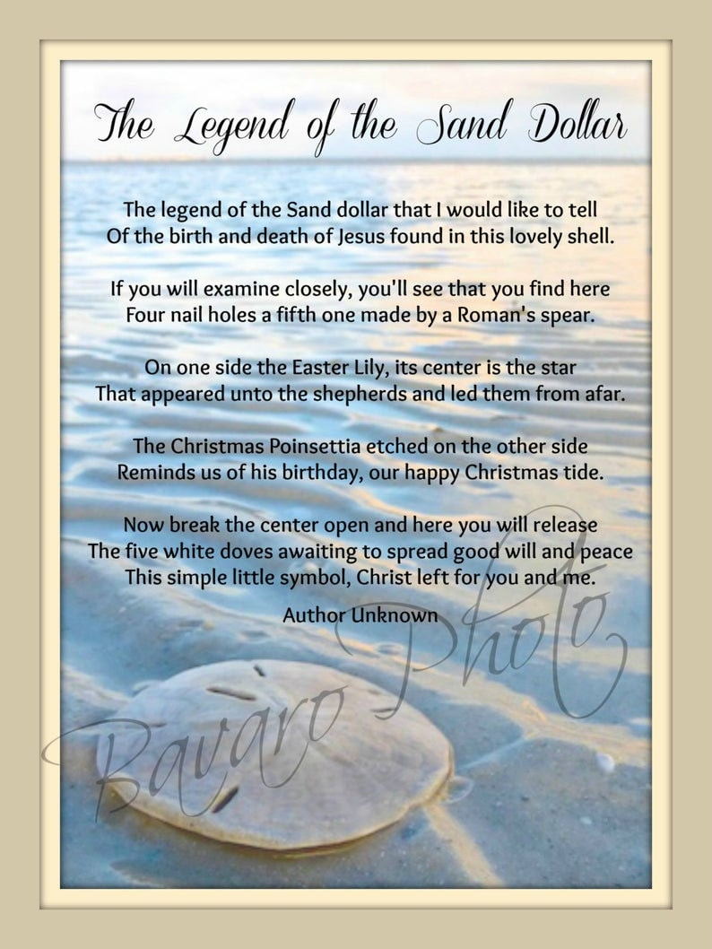 Legend Of The Sand Dollar Poem Wall Decor | Beach Coastal 11"X14 within Free Printable Printable Legend Of The Sand Dollar