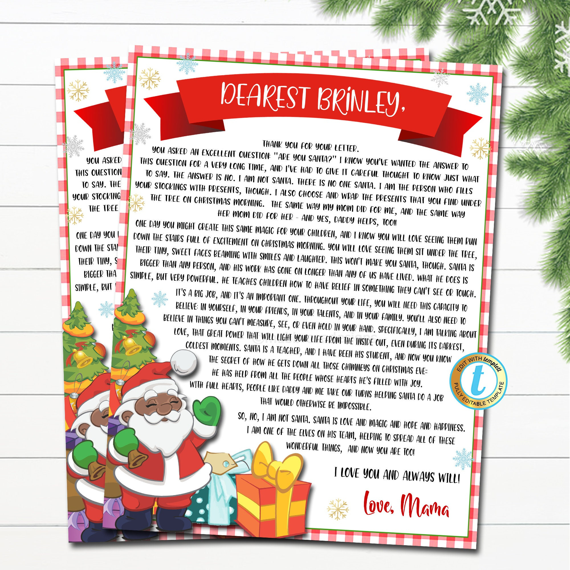 Letter Explaining Santa Is Not Real - Etsy Uk with regard to Printable Letter Explaining Santa Isn't Real