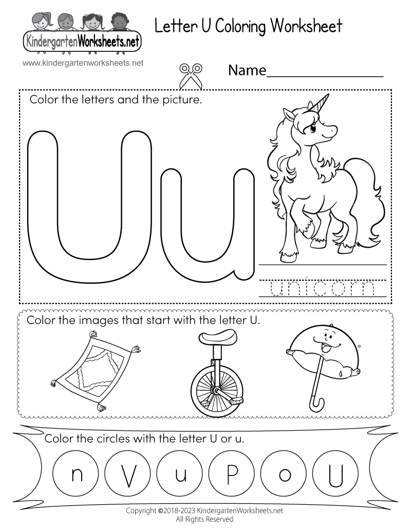 Letter U Coloring Worksheet - Free Printable, Digital, & Pdf throughout Free Printable Letter U Worksheets For Preschool