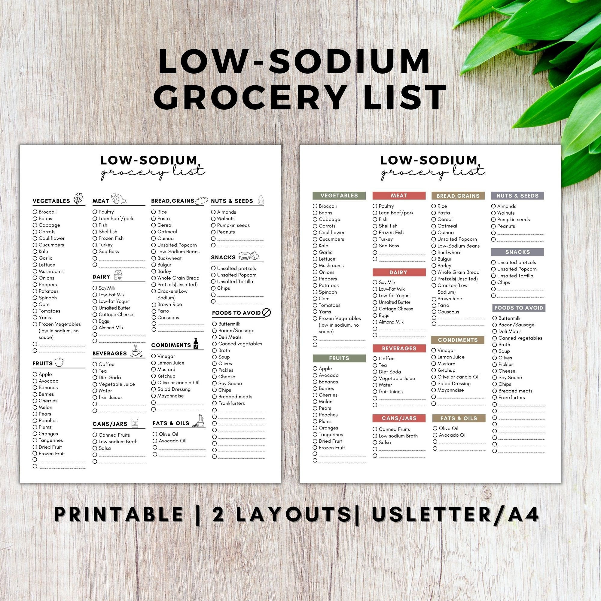 Low Sodium Grocery List Printable,Low Sodium Food List,Low Sodium inside Free Printable Low Sodium Food List