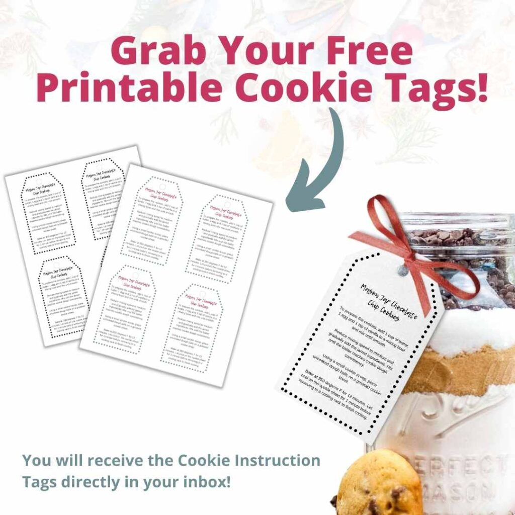 Mason Jar Chocolate Chip Cookies (With Printable Tags) | A throughout Cookies In A Jar Recipes With Printable Tags