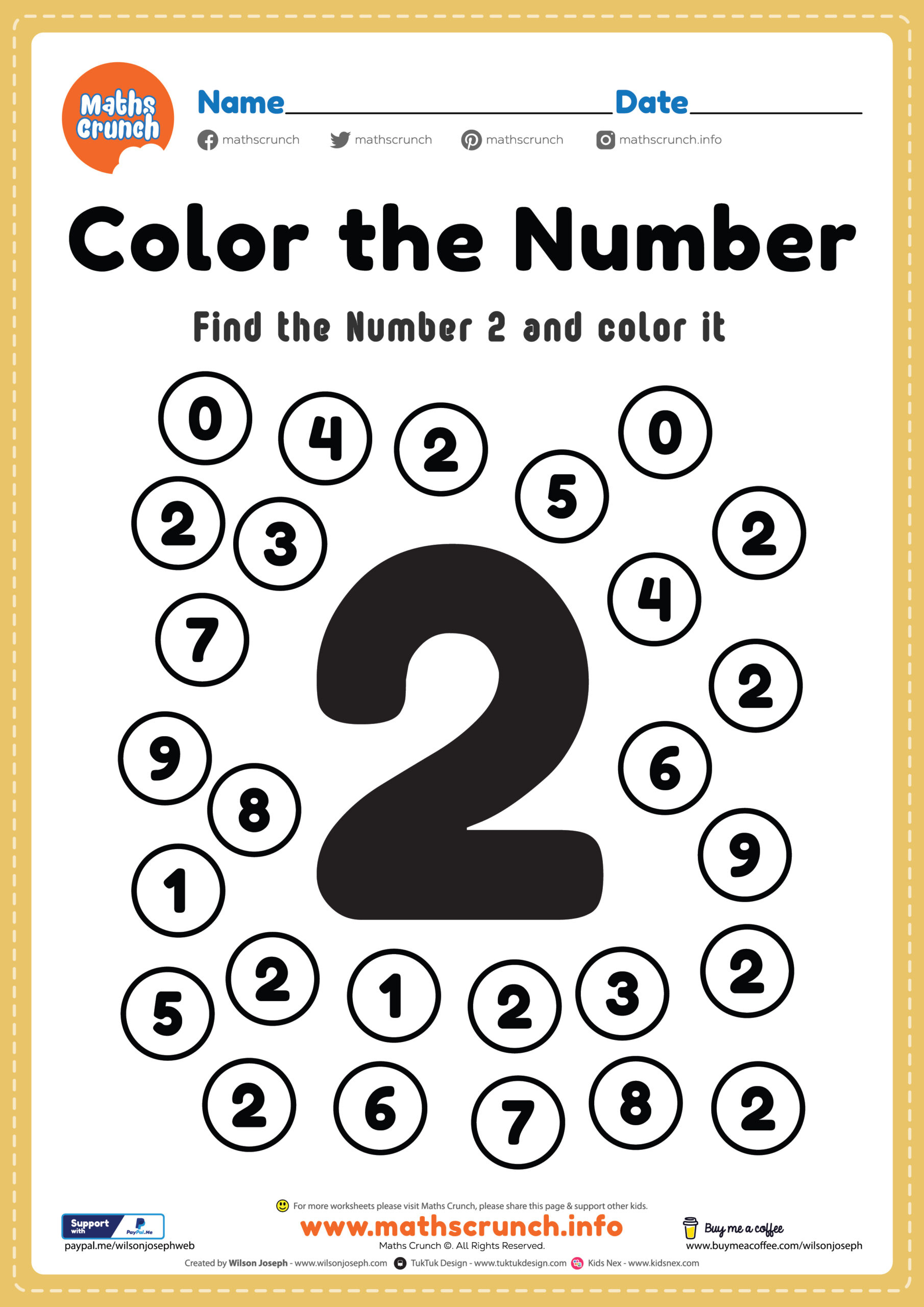 Math Worksheet, Number 2 Coloring Page - Free Printable Pdf inside Free Printable Math Sheets For Preschoolers