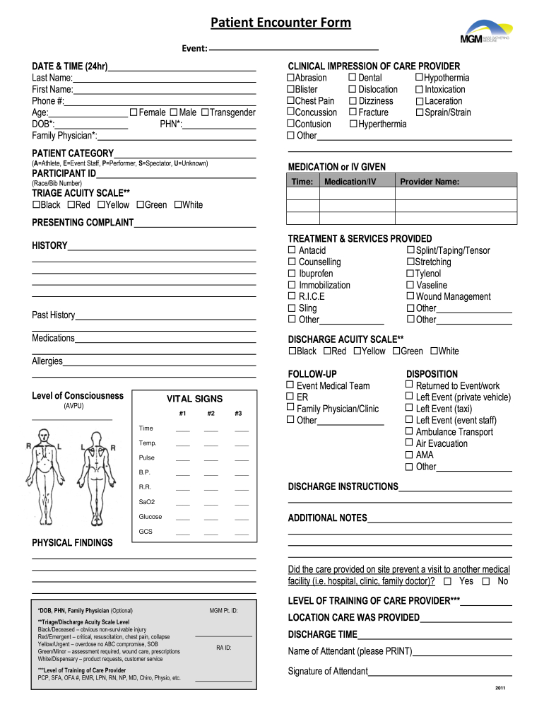 Mgm Patient Encounter Form - Fill Online, Printable, Fillable pertaining to Free Printable Patient Assessment Forms