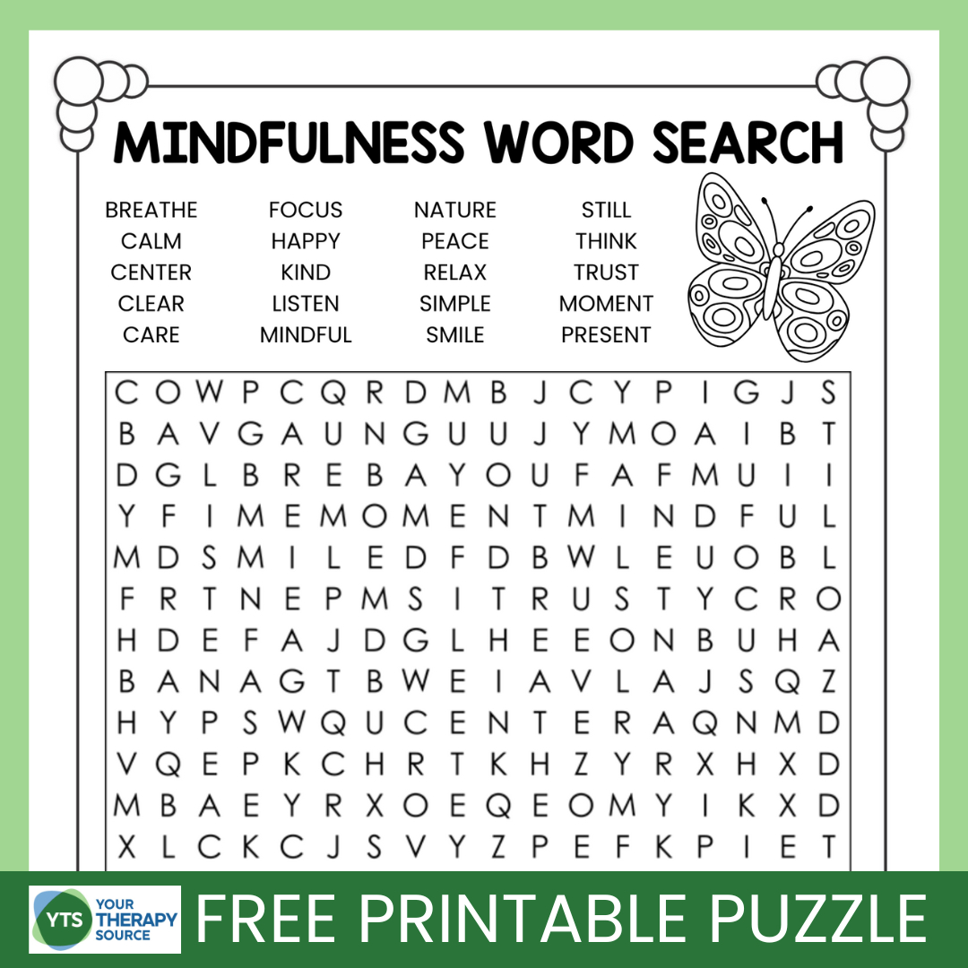 Mindfulness Word Search Puzzle Free Printable - Your Therapy Source inside Free Word Find Puzzles Printable