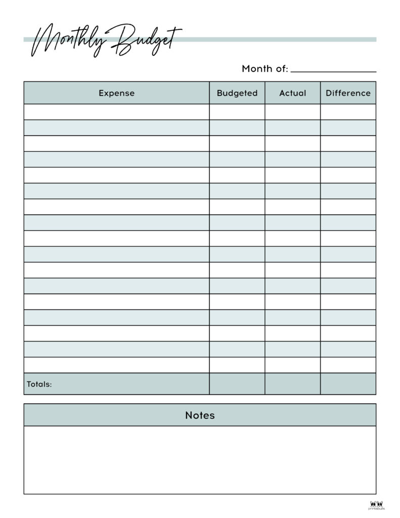 Monthly Budget Planners - 20 Free Printables | Printabulls with Monthly Budget Spreadsheet Free Printable