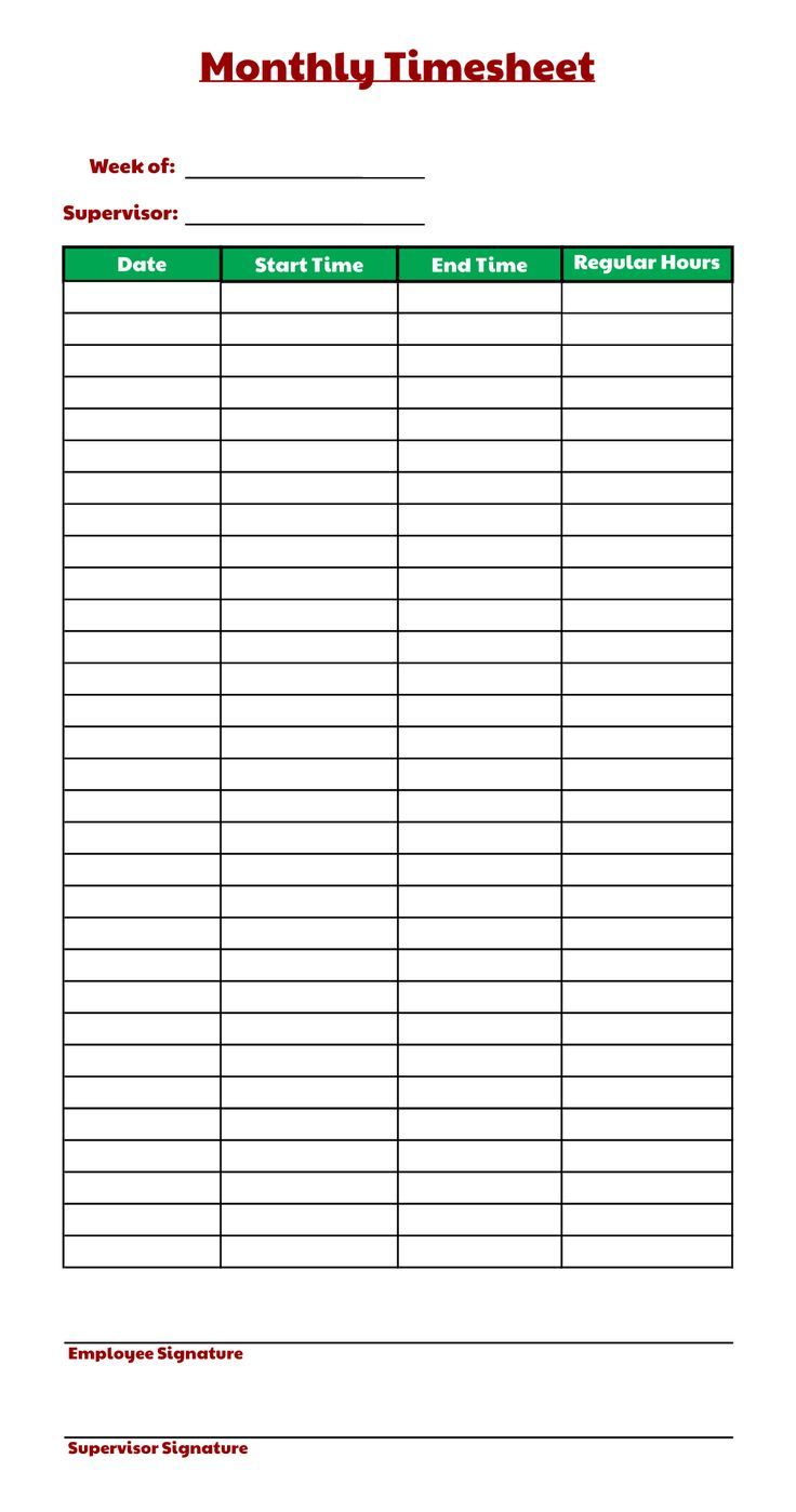 Monthly Time Sheets - 10 Free Pdf Printables | Printablee for Employee Time Sheets Free Printable