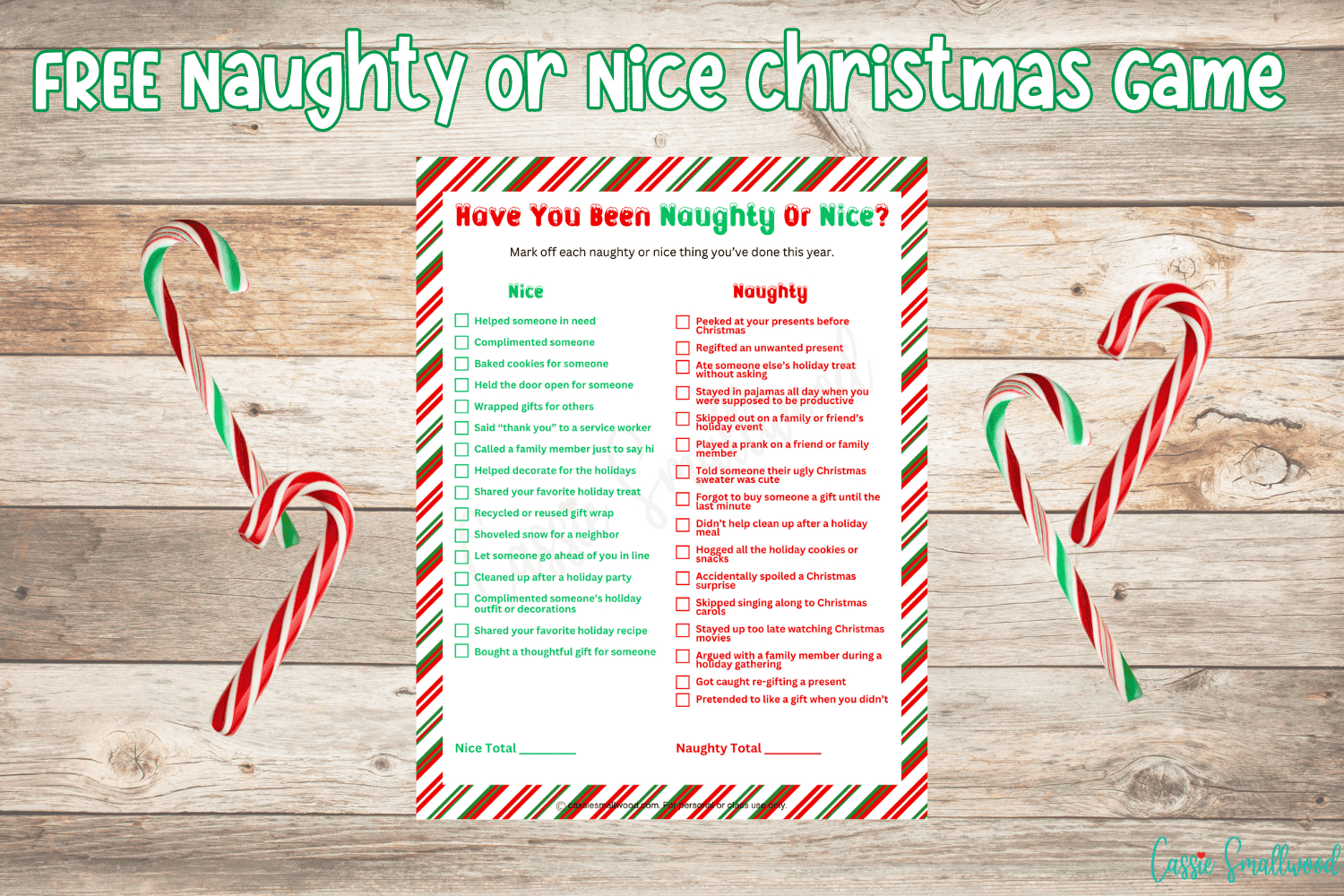 Naughty Or Nice Christmas Game (Free Printable) - Cassie Smallwood regarding Naughty And Nice List Printable