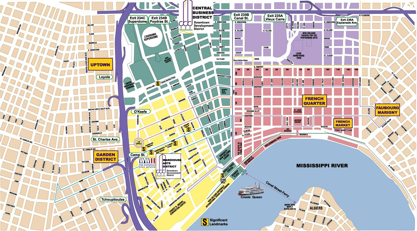 New Orleans Area Maps | On The Town intended for Printable New Orleans Tourist Map