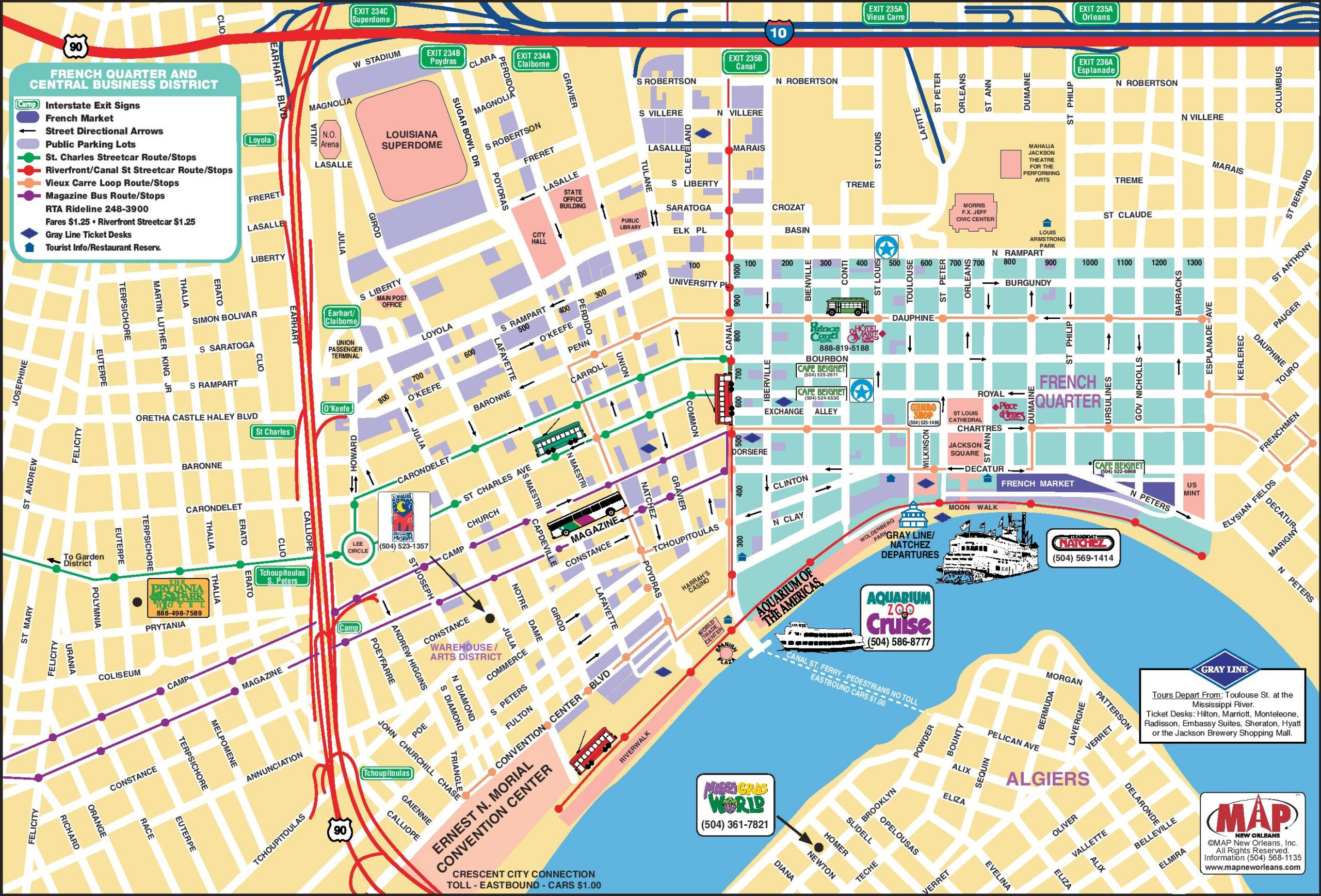 New Orleans French Quarter Tourist Map - Ontheworldmap for Printable New Orleans Tourist Map