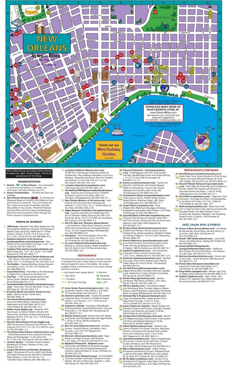 New Orleans Tourist Attractions Map pertaining to Printable New Orleans Tourist Map