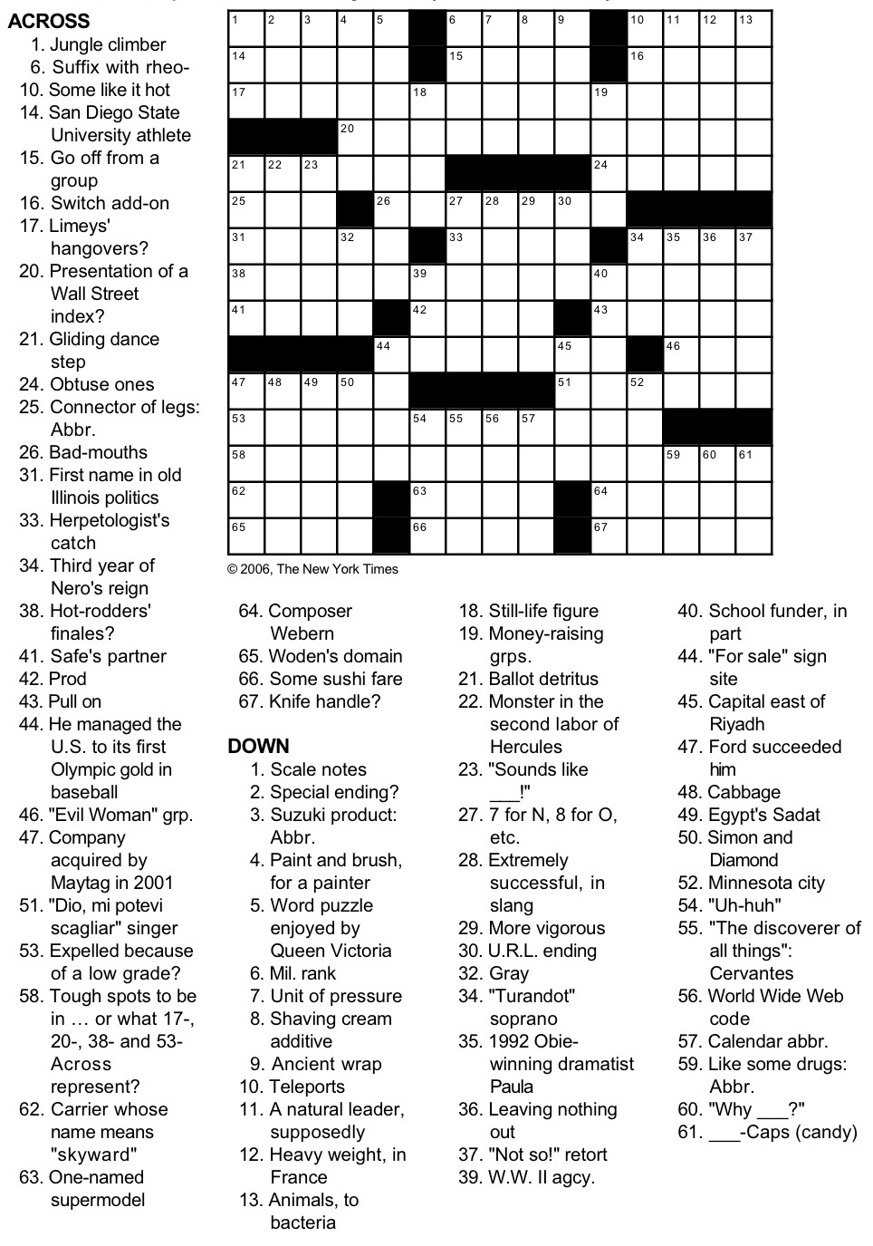 New York Times Crossword Puzzlegeorge Barany And Michael Shteyman with Ny Times Printable Crossword Puzzles