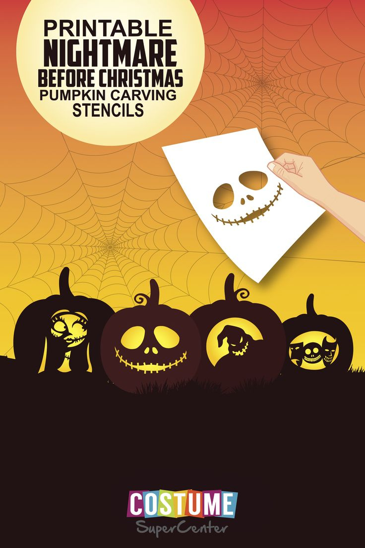 Nightmare Before Christmas Pumpkin Carving Stencils | Costume with Nightmare Before Christmas Printable Pumpkin Stencils