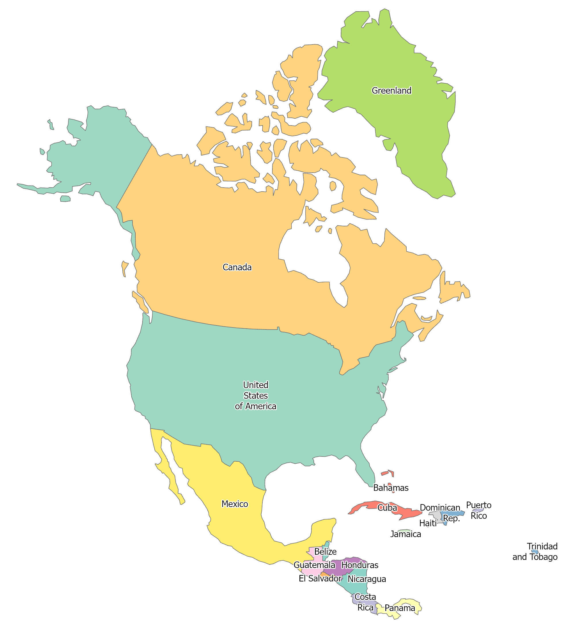 North America Blank Map And Country Outlines - Gis Geography for Free Printable North America Map