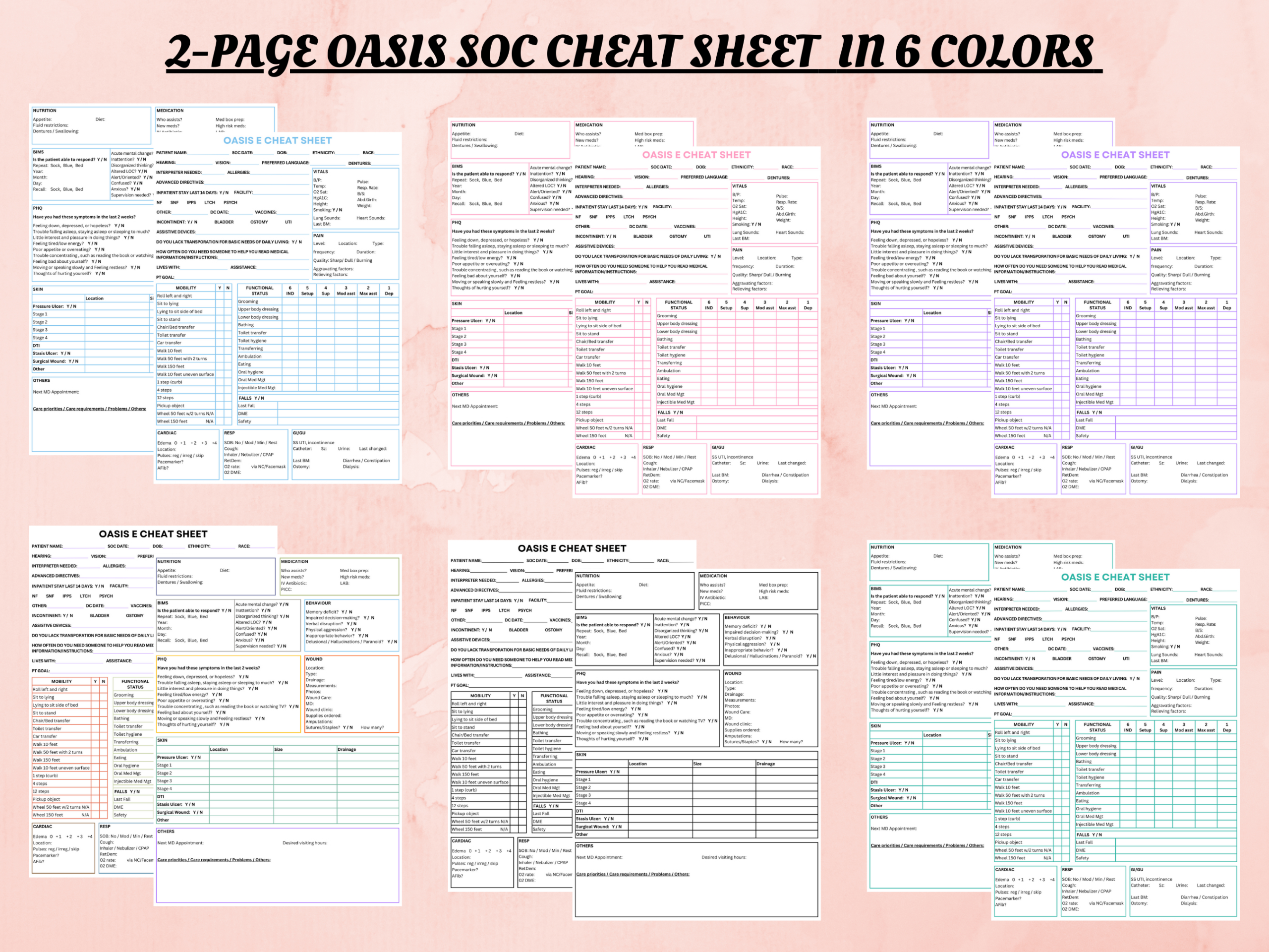 Oasis E Cheat Sheet Bundle - Study In Nursing regarding Printable Oasis Assessment Cheat Sheet