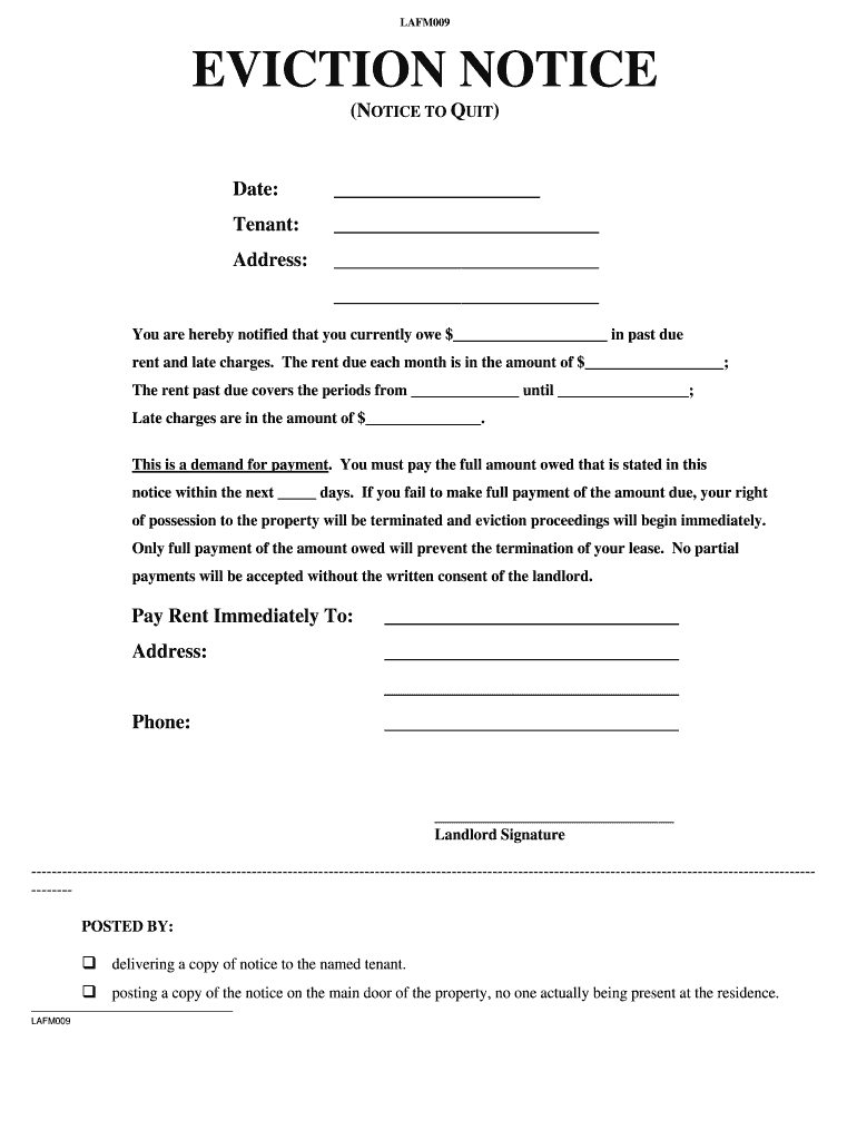 Pa Landlord Association Lafm009 Form - Fill Online, Printable throughout Free Printable Landlord Eviction Notice