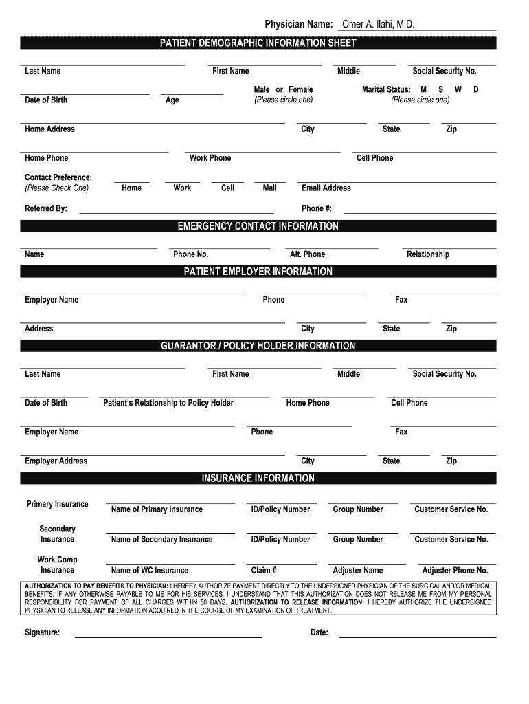 Patient Demographic Form: Fill Out & Sign Online | Dochub intended for Free Printable Patient Demographic Form