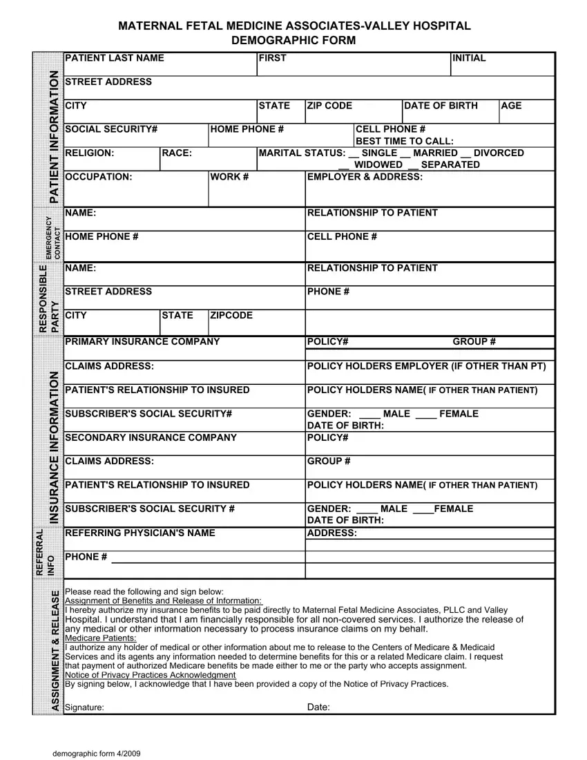 Patient Demographics Form ≡ Fill Out Printable Pdf Forms Online with regard to Free Printable Patient Demographic Form