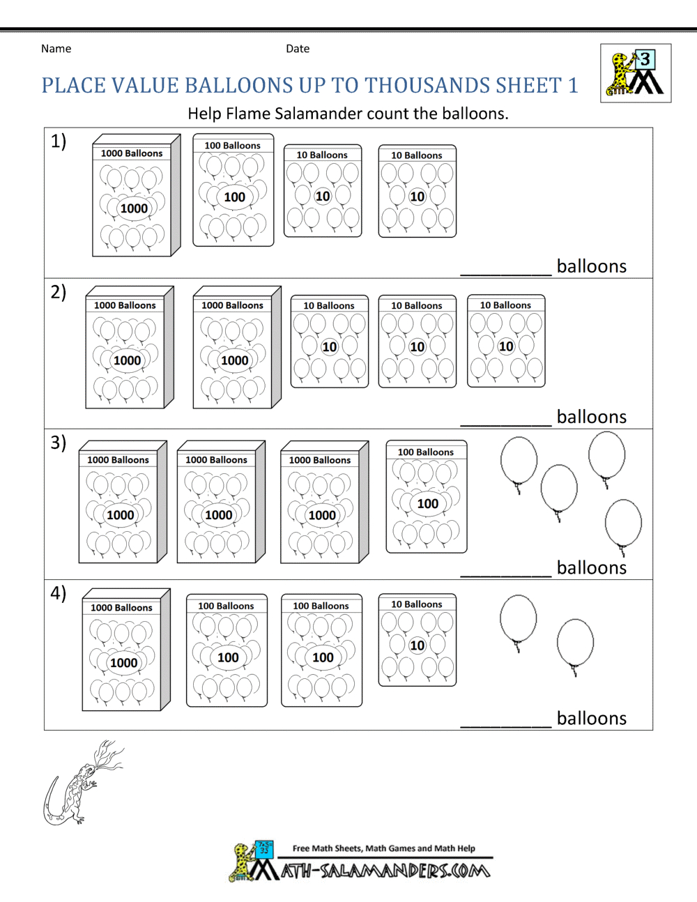 Place Value Worksheets 3Rd Grade throughout 3rd Grade Assessment Test Printable Free