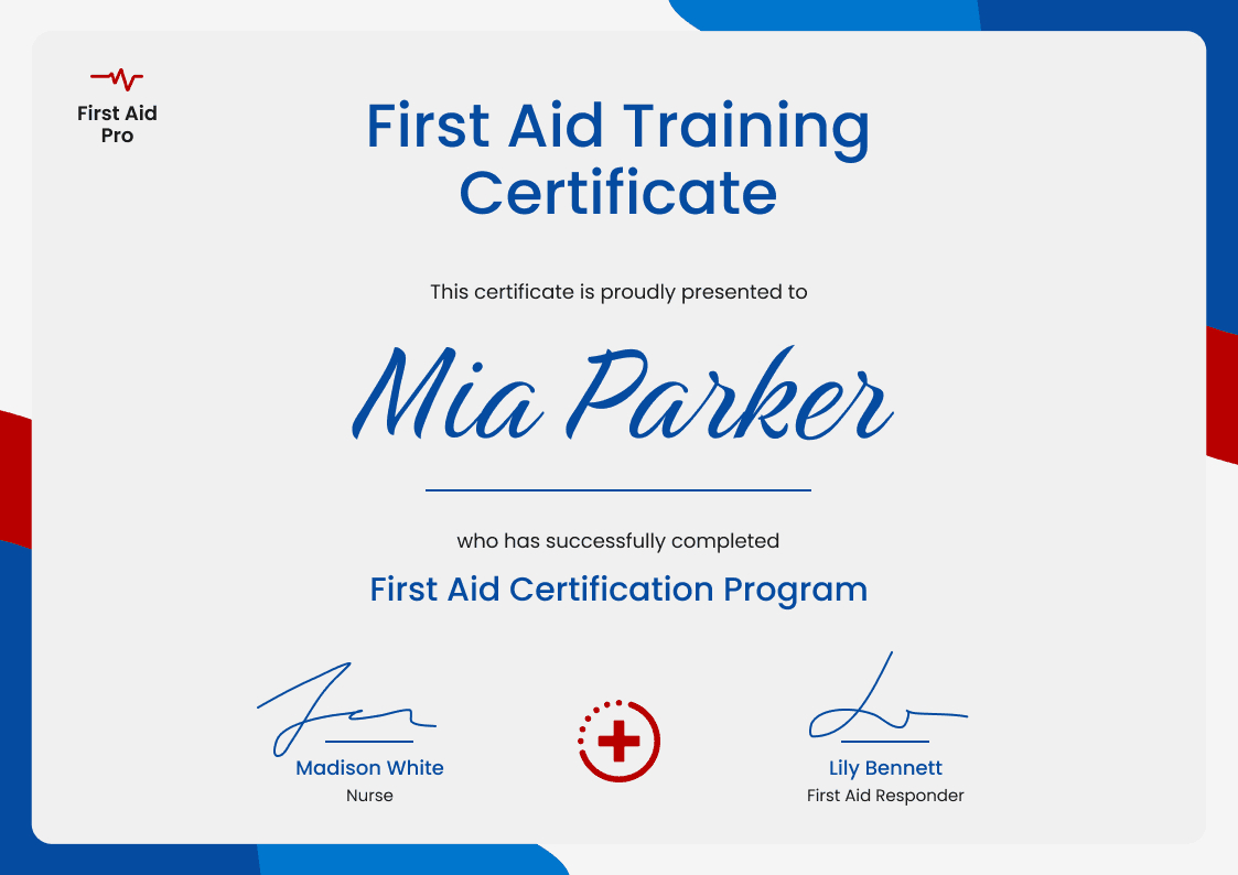 Polished And Professional First-Aid And Cpr Certification Template inside Printable Cpr First Aid Certification Card