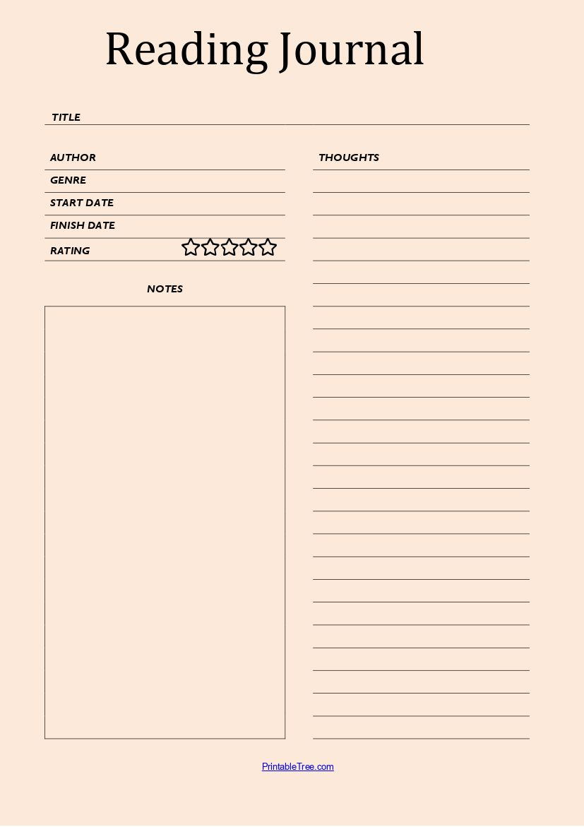 Printable Blank Reading Log Template Pdf | Reading Tracker in Free Printable Reading Log For Adults